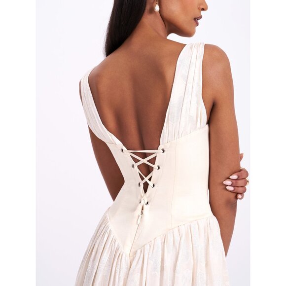 Sabrina Butter Yellow High Slit Maxi Dress - Picture 3 of 14